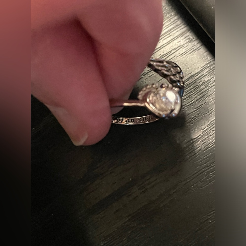 👣🪽Mommy of an Angel / Footprints wings😇 Stamped S925 Silver Adjustable Ring NWT - Picture 11 of 11